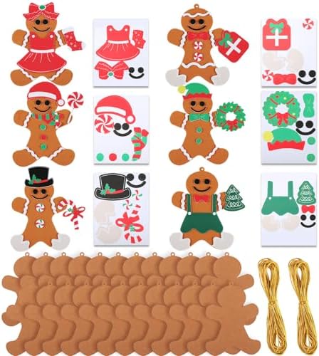 Remagr 48 Pcs Felt Gingerbread Man Craft Kit Christmas DIY Ornament by Remagr