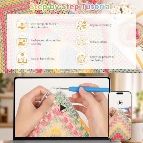 Coopay Crochet Kit for Beginner Crochet Blanket Kit w/Step-by-Step Tutorial - Image 2
