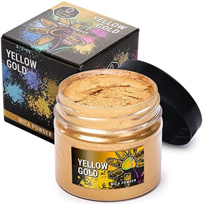 Yellow Gold Mica Powder for Resin Coloring 2 oz - Pigment Powder for Nails by ALEXES