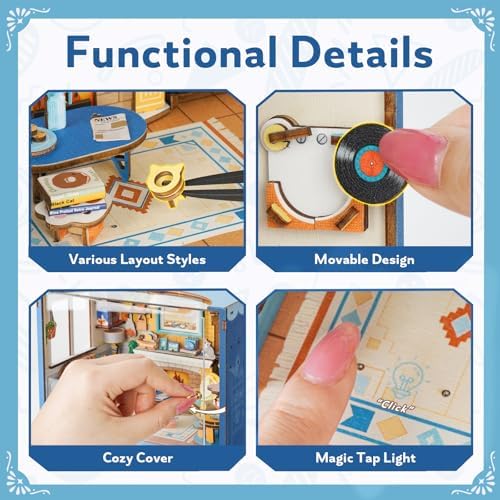 DIY Miniature House Kits-Living Room, 3D Wooden Puzzles with LED Light Tiny House Mini House Building Kit for Adults, Wooden Adults Crafts Home Decor Gifts for Parents Friends - Image 5