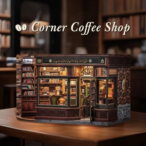CUTEBEE Book Nook for Adults, DIY Miniature House Kits (Corner Coffee Shop) - Image 3