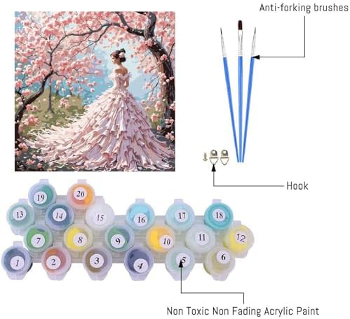 Paint by Numbers Kit for Adults Beginner, Cherry Blossom Beauty 16x20 In - Image 5