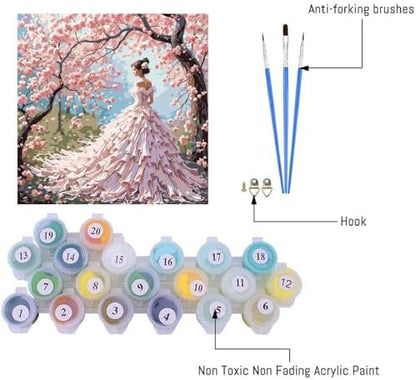 Paint by Numbers Kit for Adults Beginner, Cherry Blossom Beauty 16x20 In - Image 5