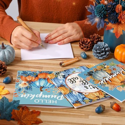 Saillong 12 Pack Blue Fall Diamond Painting Greeting Cards with Envelopes - Image 2