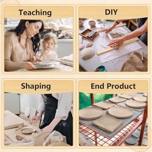 Sasylvia 10 Pcs Clay Pottery Rolling Pin Guides,5 Size Lengthen,Wood Color - Image 6