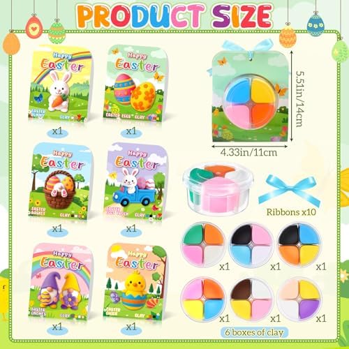 Capoda 6 Sets Easter DIY Craft Kit Easter Air Dry Clay Kit Bunny Eggs DIY Arts and Crafts Modeling Clay Gifts Bulk with Tutorials for Home Party Favors Art Projects Fun Activities Supplies - Image 2