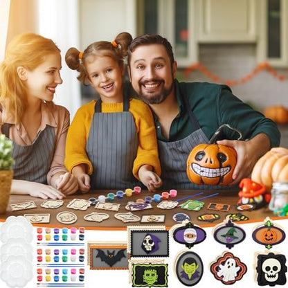 Weysat 18 Pcs Wooden Halloween Crafts for Adults DIY Frames Decorating Kits - Image 6