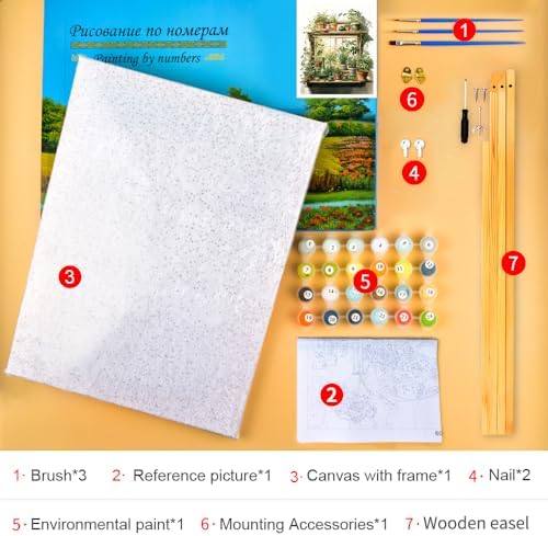 TUMOVO Framed Paint by Number for Adults Green Plant, Paint by Numbers Kit for Adults Leaf, DIY Acrylic Paint by Numbers Kits on Canvas Potted, Acrylic Painting Kits Art Crafts 16"x20" - Image 6