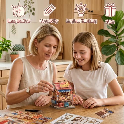 Cutefun DIY Miniature House Kit, 146 Pcs 3D Wooden Puzzle Tiny House - Image 4