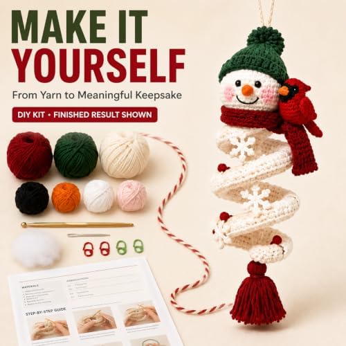 Crochet Snowman Spiral Ornament DIY Kit, Christmas Craft for Adults - Image 2