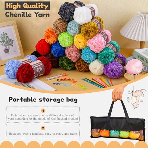 LUNARM Chenille Yarn for Crochet Knitting Chunky Blanket Velvet Yarn - Image 5