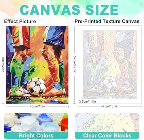 Paint by Numbers Kit for Adults, Soccer Match Number Painting, 16 x 20 Inch - Image 3