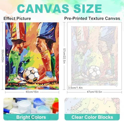 Paint by Numbers Kit for Adults, Soccer Match Number Painting, 16 x 20 Inch - Image 3