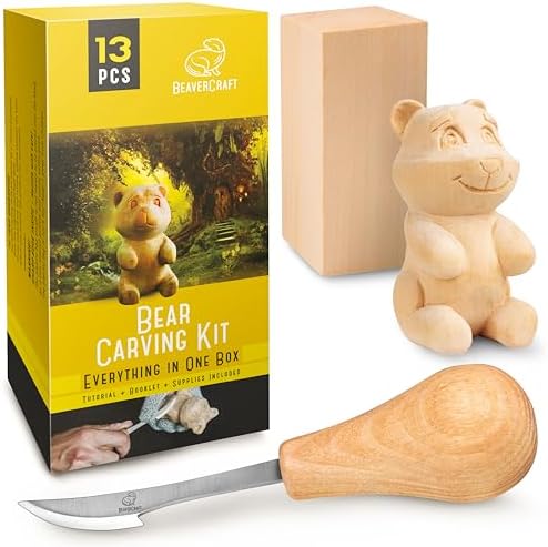 BeaverCraft Wood Carving Kit for Beginners DIY 05 - Whittling Kit with Wood Carving Knife & Basswood Blocks - Hobby Craft for Adults and Teens - Whittling Tools Set for Carvers by BeaverCraft