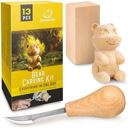 BeaverCraft Wood Carving Kit for Beginners DIY 05 - Whittling Kit with Wood Carving Knife & Basswood Blocks - Hobby Craft for Adults and Teens - Whittling Tools Set for Carvers by BeaverCraft