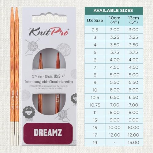 KnitPro Dreamz Interchangeable Circular Needles 4" (10cm) | US Size 5 (3.75mm) - Image 4