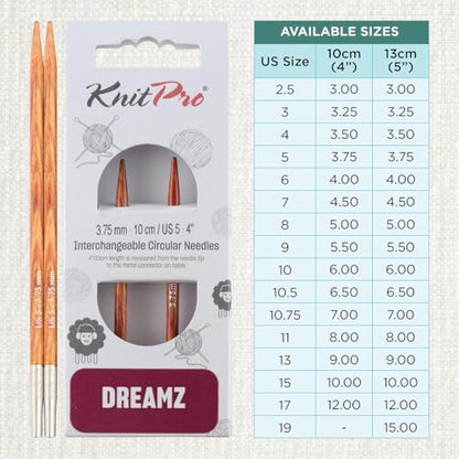 KnitPro Dreamz Interchangeable Circular Needles 4" (10cm) | US Size 5 (3.75mm) - Image 4