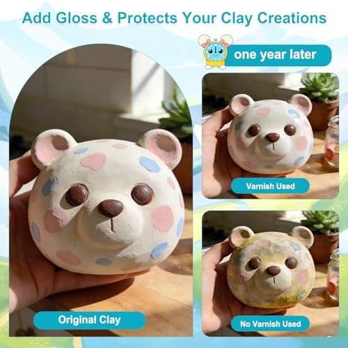Lezmarket 200ml Air Dry Clay Glaze and 48 Pcs Clay Tools Kit, (Gloss) - Image 3