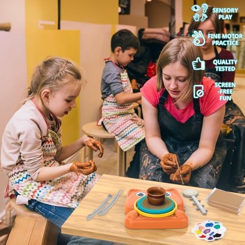 Aujazyble Pottery Wheel for Kids - Complete Pottery Painting Kit Crafts Toy - Image 5
