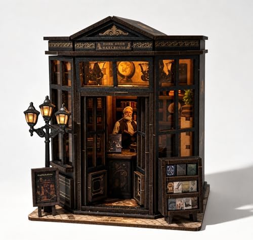 Book Nook Kit, DIY Miniature House Kit with Led Light for Adult and Teens, 3D Wooden Puzzles Book Nook, Tiny House, Gifts for Family and Friends (with Assembly Manual) by Evervalora