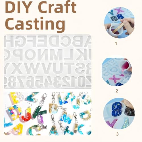 Silicone Letter Molds for Resin Casting - Alphabet Number Jewelry Making, Premium Flexible Reusable DIY Craft Molds for Beginners Teenager Adults, Epoxy Mold for Keychains Charms DIY Gifts (A-Z, 0-9) - Image 3