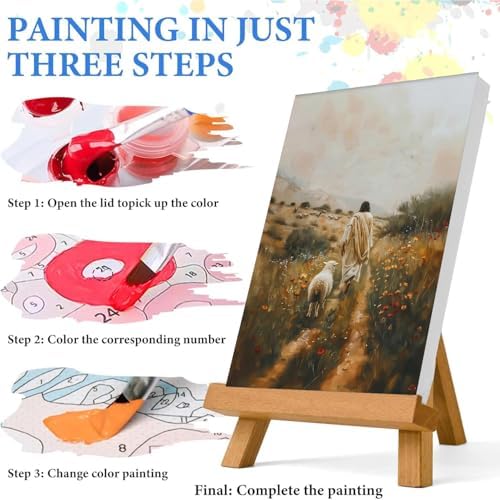 Jesus Paint by Numbers Kit for Adults Framed Canvas 12X16 in, Frameworkless - Image 6