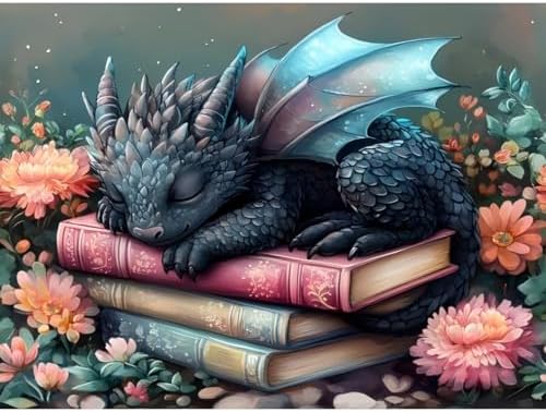 Dragon Stamped Cross Stitch Kits for Beginners Adults, Flower Book Dimensions Needlepoint Art Crafts,Counted Cross Stitch Kits Embroidery Kits for Beginners Adults for Home Decor 15.7X11.8inch by Unknown