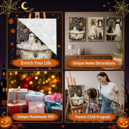 Mandun Halloween Paint by Numbers Kit for Adults, 3 Pack, 7.8x11.8 inch - Image 7