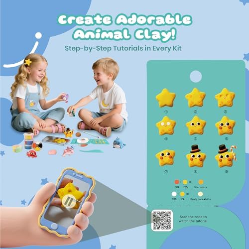 Air Dry Clay Kit, 12 Sea Creature Modeling Clay for Kids, Model Magic Clay with Sculpting Tools and Tutorials, Safe & Non-Toxic, DIY Arts & Crafts School Projects, Home Party Favors for Boys & Girls - Image 3