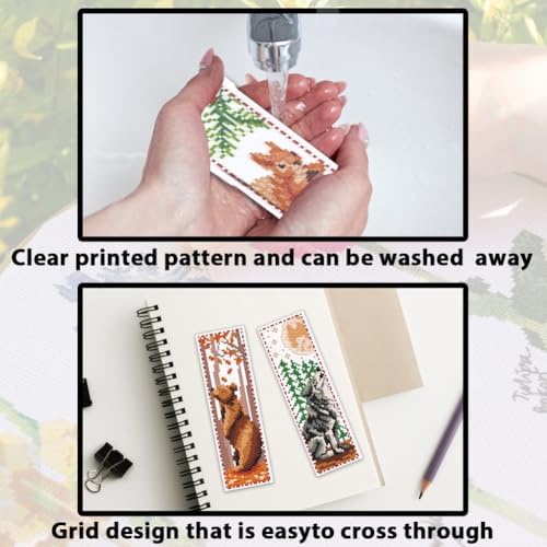 ACRNIGHEET 6 PCS Cross Stitch Bookmark Kit Animals Patterns DIY Stamped Embroidery Bookmark Kit DIY Bookmarks Crossstitch Kits Adul Stamped Embroidery Bookmarks with Instructions 11CT - Image 4