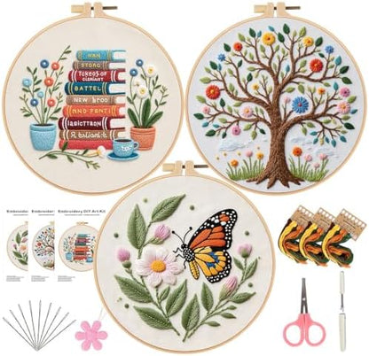 Herdiese Embroidery Kit for Beginners & Adults, 3 Sets with Instructions by Unknown