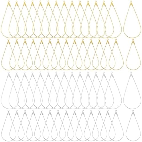 OIIKI 60PCS Earring Beading Hoops for Jewelry Making, 2 Sizes Gold/Silver Plated Hoop Earring Findings, Open Hoops, Metal Earring Rings, Waterdrop Earring Beading for DIY Jewelry Crafts for Women by OIIKI