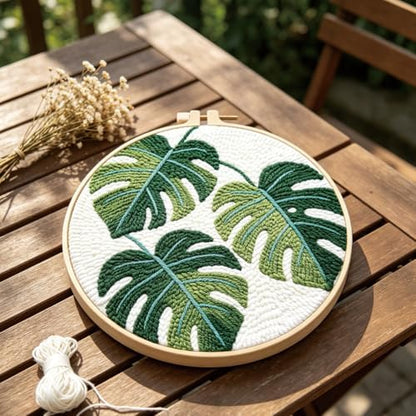 FREEBLOSS DIY Punch Needle Kit for Beginners Monstera Deliciosa Embroidery Punch Needle Starter Craft Set with Instructions Embroidery Hoop Complete Tools for Adults Gift Decoration, 7.9"/20cm - Image 7