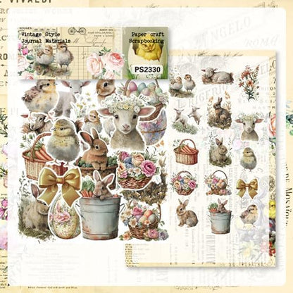 24 Sheets Easter Pattern Paper Set, 6" x 6" Patterned Cardstock Paper with 40 Pcs Stickers Scrapbooking Supplies Paper Rabbit Carrot Easter Egg Origami Paper - 12 Styles - Image 6