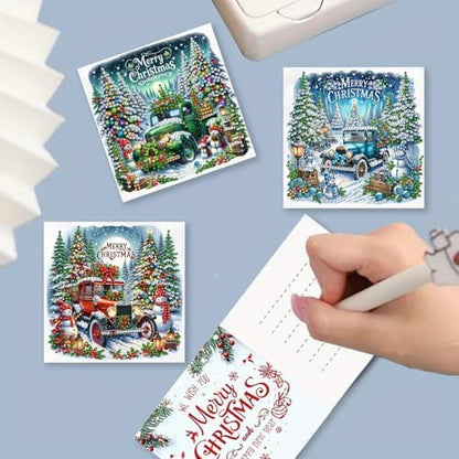 6pcs DIY Diamond Art Painting Christmas Greeting Cards Set Vintage Truck - Image 4