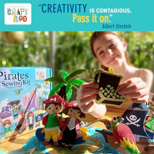 Pirates Sewing Kit for Kids Ages 8-12 - Pre-Cut Felt Pillow Plush Craft - Image 2