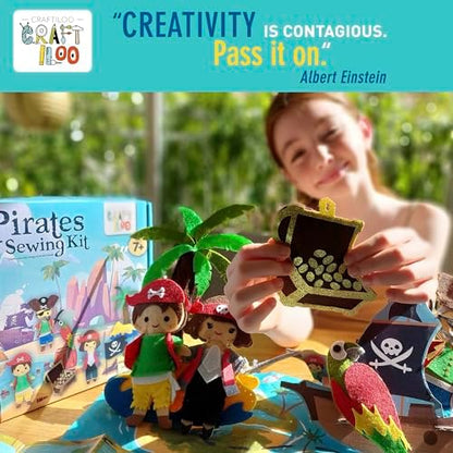 Pirates Sewing Kit for Kids Ages 8-12 - Pre-Cut Felt Pillow Plush Craft - Image 2