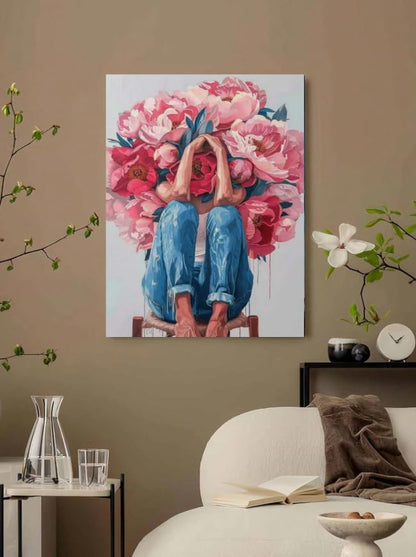 Artistic Figure with Peony Bouquet Paint by Numbers Kit for Adults Beginner 24colors 16x20 inch Framed - Image 3