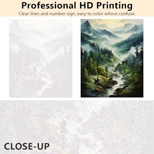 TUMOVO DIY Framed Paint by Numbers for Adults Forest Landscape, Acrylic Paint Kit, 16"x20" - Image 3