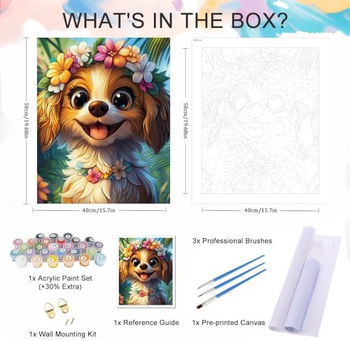 Natuyalo Paint by Numbers Kits for Adults Beginner Animal, Flowers and Dog DIY Art Crafts Kits on Canvas, 3 Brushes and Acrylic Paint for Home Wall Decor 16x20 inch (Without Frame) - Image 5