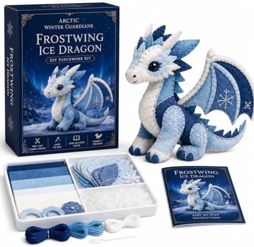Winter Fantasy Animal Felt Sewing Kit, DIY Patchwork Craft Kit with Pre-Cut Felt Pieces, 3D Stuffed Animal Making Set for Beginners Adults Teens, Creative Home Decor Gift (I) by Unknown