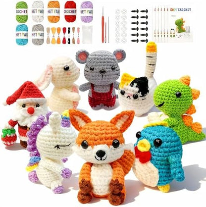 HUASHILUO 8Pcs Crochet Kit for Beginners, 2026 DIY Craft for Adults, Great Birthday Gift for Crochet Lovers, Crocheting Animal Kits with Step by Step Videos,Yarn,Crochet Hook (Orange) - Image 5