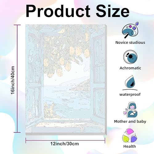 Ausanrl Lemon Framed Paint by Numbers Kit for Adults Wooden Easel 12x16inch - Image 4