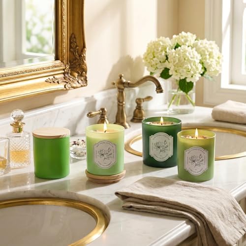 12 Pcs 10oz Green Glass Candle Jars with Lids & Crystals for Candle Making - Image 2
