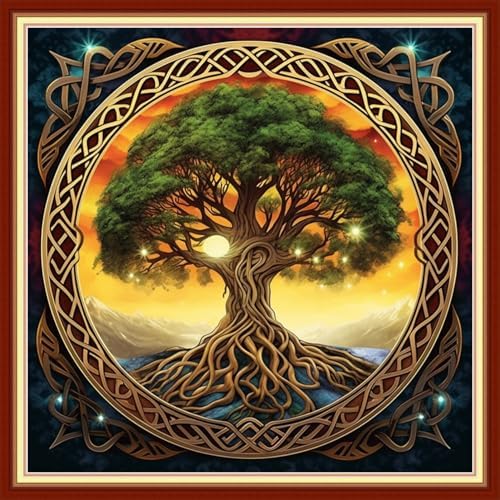 Redxing Stamped Cross Stitch Kits Embroidery kit for Beginners Adults Full Range of Embroidery Patterns Starter Kits DIY Printed Cross Stitch Kits Needlepoint Kits 11CT-Magic Tree 18x18 inchs by RedxingStampedCrossStitchK