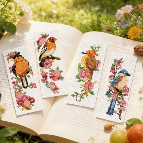 ORIGACH 6 Set Wild Bird Blossom Cross Stitch Bookmark Kit for Beginner - Image 5