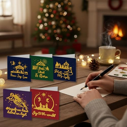 6 Pack Diamond Art Painting Christmas Nativity Jesus Faith Greeting Cards with Envelopes, DIY Card Making Kits for Adults, Diamond Art Postcards for Holiday Blessing - Image 7