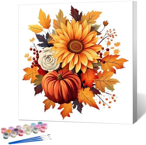 Fountor Fall Framed Paint by Numbers Kit for Adults Beginner 10x10 Inch by Fountor