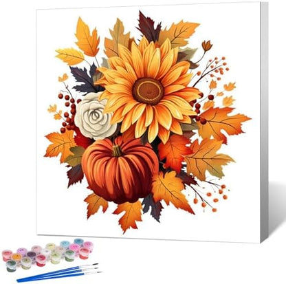 Fountor Fall Framed Paint by Numbers Kit for Adults Beginner 10x10 Inch by Fountor