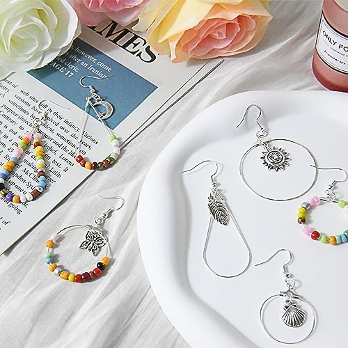 XKCWXY 755Pcs Beading Hoop Earrings for Jewelry Making,with Earring Finding Teardrop Round Beading Hoop,Earring Hooks and Backs,Jump Rings, Silver Earring Charms,Pony Beads for DIY Jewelry Craft - Image 2
